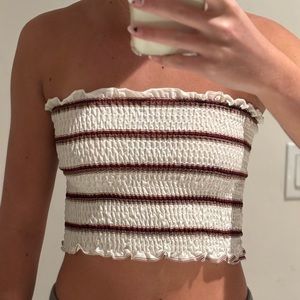 Tube top with red and brown stripes